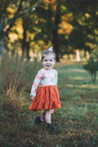 Outdoor family portrait in Bucks County with young children