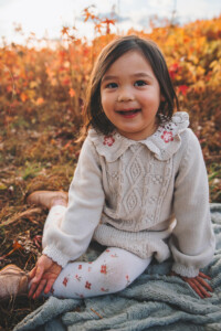 Outdoor family portrait in Bucks County with young children