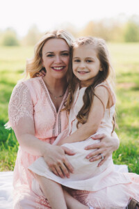 Mom and daughter during an outdoor family portrait session in Bucks County
