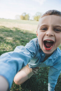 kid having fun at portrait session