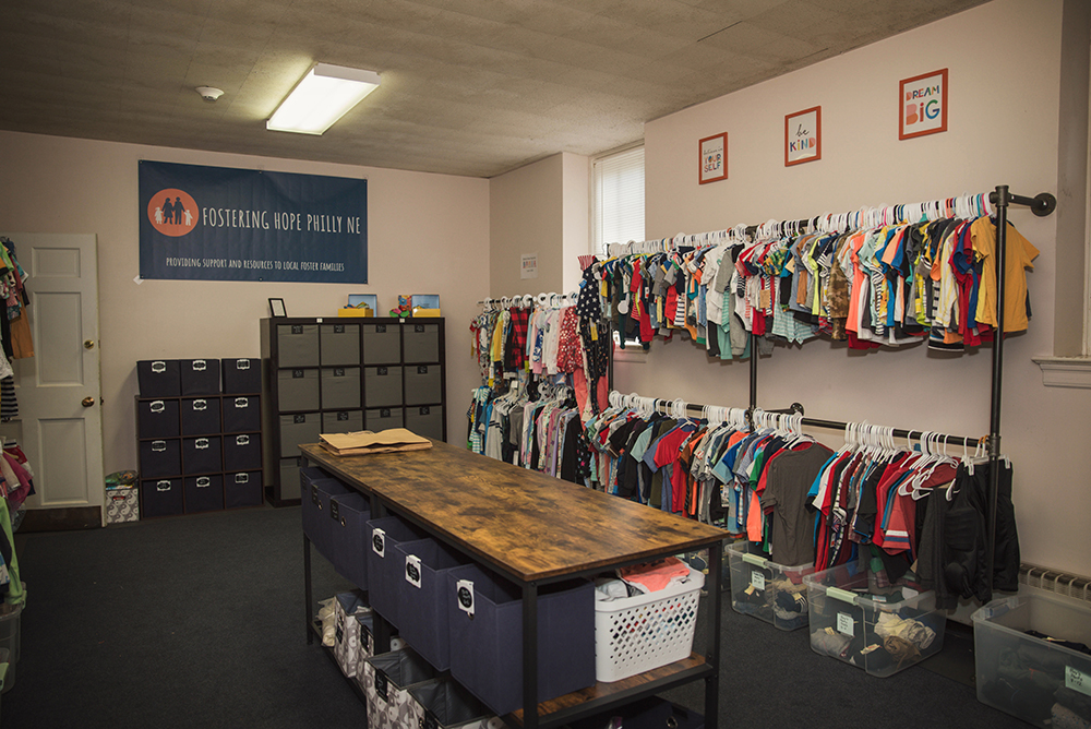 Inside the Fostering Hope Philly-NE closet stocked with clothing and essentials for local foster and kinship care families